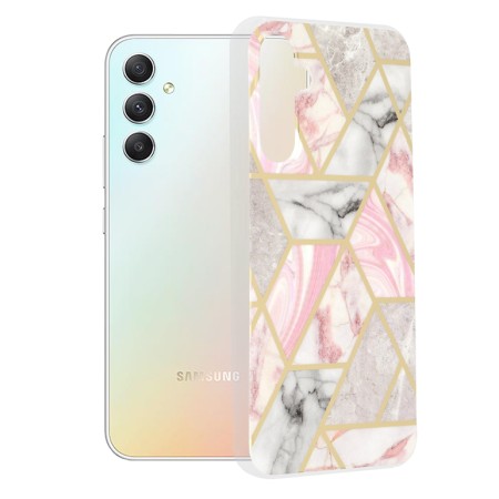 Husa pentru Samsung Galaxy A34 5G - Techsuit Marble Series - Pink Hex