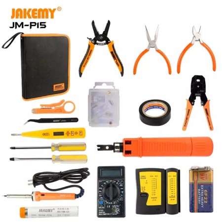 Jakemy - Network repair tool kit 17 in 1 (JM-P15) - with Soldering Iron - Black