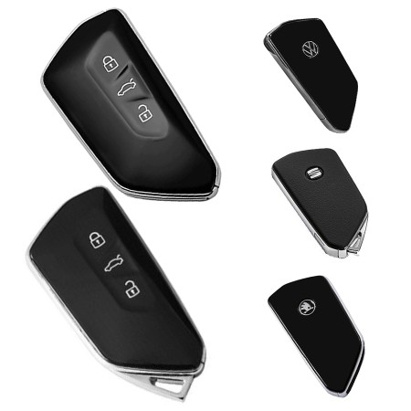 Husa pentru cheie VW Golf, ID3, ID4/Skoda Octavia 4/Audi A8/Seat Ateca, Tarraco, Cupra Leon - Techsuit Car Key Case (2001.27) - Black