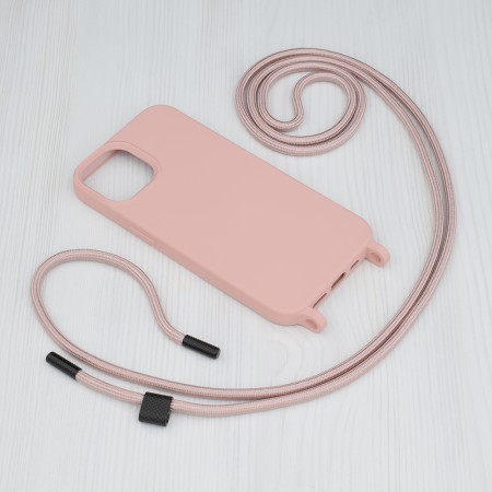 Husa pentru iPhone 14 - Techsuit Crossbody Lanyard - Pink