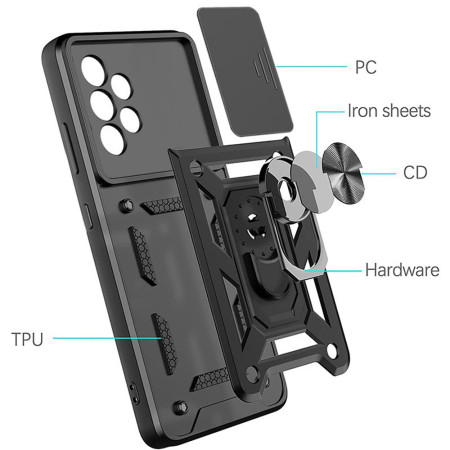 Husa telefon compatibila Samsung Galaxy A33 5G, Slide & Snap Premium, Magnetic Ring Holder, Negru