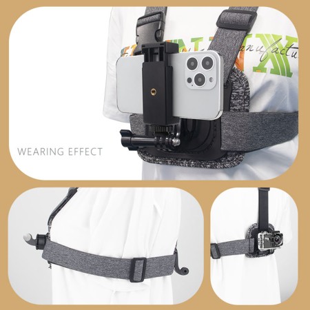 Suport pentru Camera cu Prindere la Piept - Techsuit (JX-002) - Gray