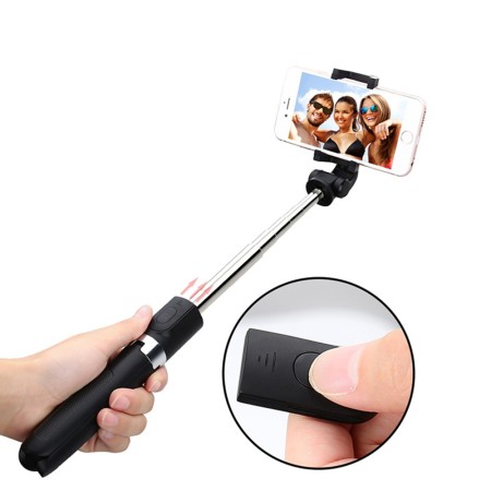 Selfie Stick si Trepied cu Telecomanda, 70cm - Techsuit (L01) - Black