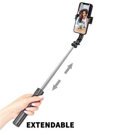 Selfie Stick si Trepied Stabil Bluetooth, 113cm - Techsuit (L13) - Black