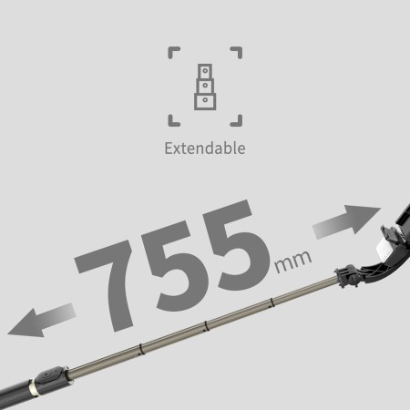 Selfie Stick Stabil Bluetooth cu Trepied si Lumini, 75cm - Techsuit (Q08D) - Black