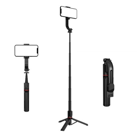 Selfie Stick Trepied Stabil, Portabil, 106cm - Techsuit L12 - Black