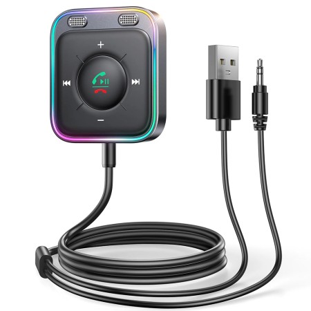 Receptor Audio Bluetooth 5.3, Jack 3.5mm, USB cu lumini RGB - JoyRoom (JR-CB3) - Gray