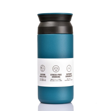 Termos din Otel Inoxidabil cu Afisaj Digital, 480ml - Techsuit (THM5) - Cyan