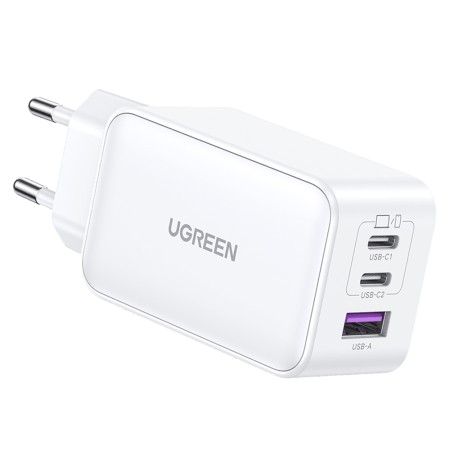 Incarcator Priza USB-A QC 3.0, 2xUSB-C PD GaN 65W, 3.25A - Ugreen Nexode (15334) - White