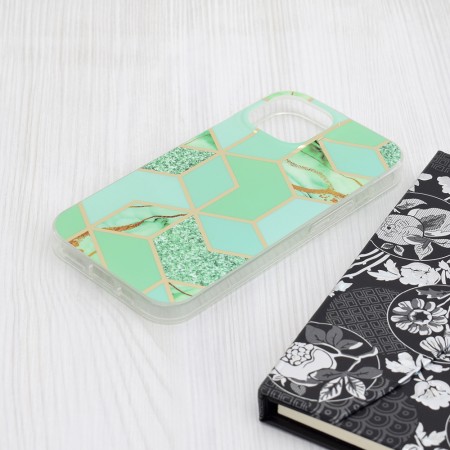 Husa pentru iPhone 15 - Techsuit Marble Series - Green Hex