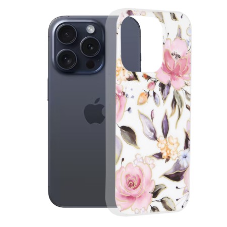 Husa pentru iPhone 15 Pro - Techsuit Marble Series - Chloe White