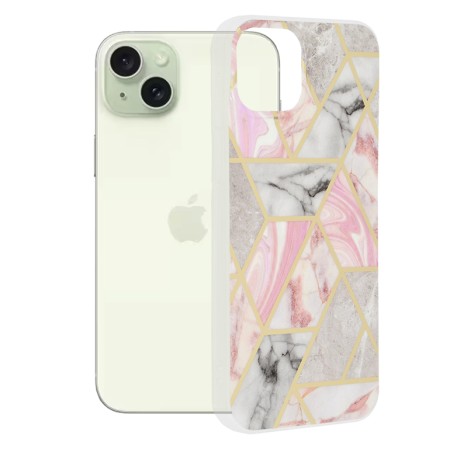 Husa pentru iPhone 15 Plus - Techsuit Marble Series - Pink Hex