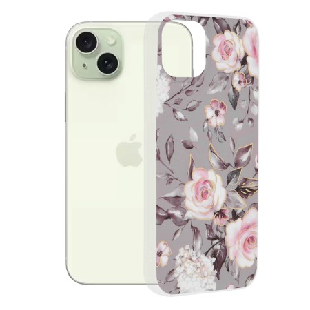 Husa pentru iPhone 15 Plus - Techsuit Marble Series - Bloom of Ruth Gray