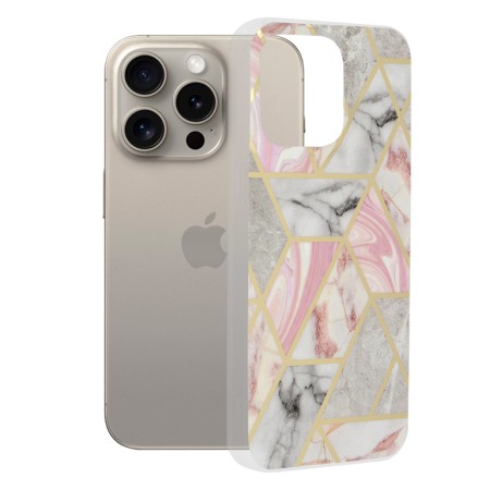 Husa pentru iPhone 15 Pro Max - Techsuit Marble Series - Pink Hex