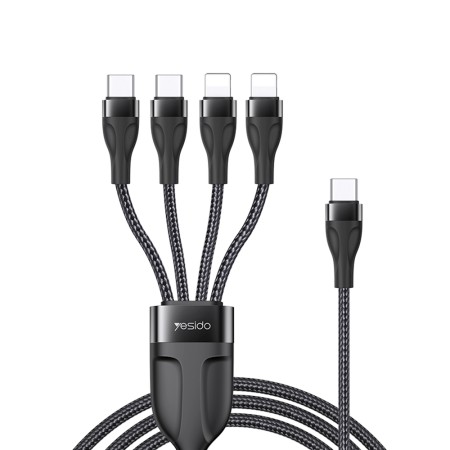 Cablu Type-C la 2 x Lightning, 2 x Type-C, 1.2m, 4A - Yesido (CA110) - Black