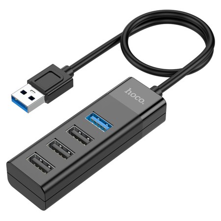 Hub 4 in 1 USB la 4 x USB - Hoco (HB25) - Black