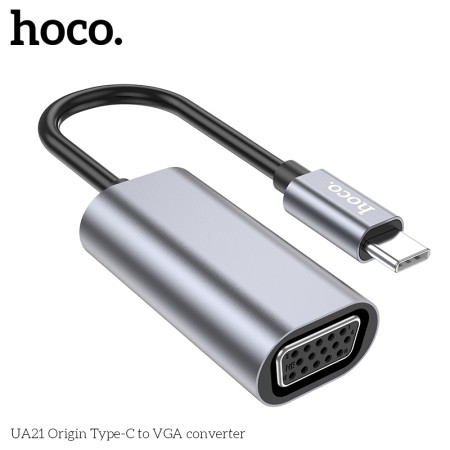 Adaptor cu cablu Type-C la VGA - Hoco UA21 - Metal Grey