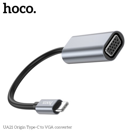 Adaptor cu cablu Type-C la VGA - Hoco UA21 - Metal Grey