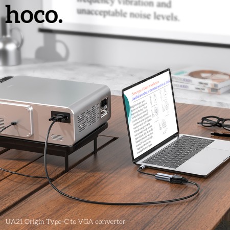 Adaptor cu cablu Type-C la VGA - Hoco UA21 - Metal Grey