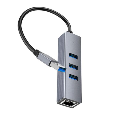 Hoco - Docking Station Easy Link (HB34) - USB to USB3.0, Ethernet, 1000Mbps - Metal Gray