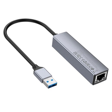 Hoco - Docking Station Easy Link (HB34) - USB to USB3.0, Ethernet, 1000Mbps - Metal Gray