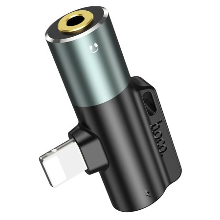 Adaptor Lightning la Jack 3.5mm, Lightning, 2A - Hoco (LS32) - Metal Gray