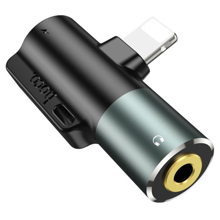 Adaptor Lightning la Jack 3.5mm, Lightning, 2A - Hoco (LS32) - Metal Gray