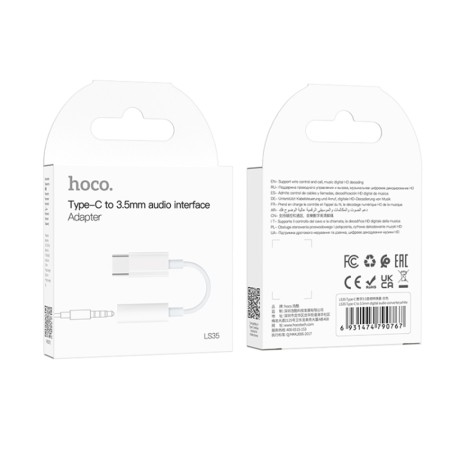 Adaptor USB-C la Jack 3.5mm - Hoco (LS35) - White