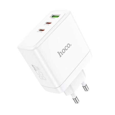 Incarcator pentru Priza GaN, Fast Charging, USB, 2x Type-C, 65W - Hoco Glory (N30) - White