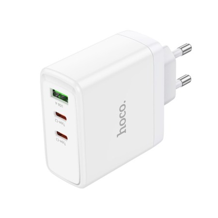 Incarcator pentru Priza GaN, Fast Charging, USB, 2x Type-C, 65W - Hoco Glory (N30) - White