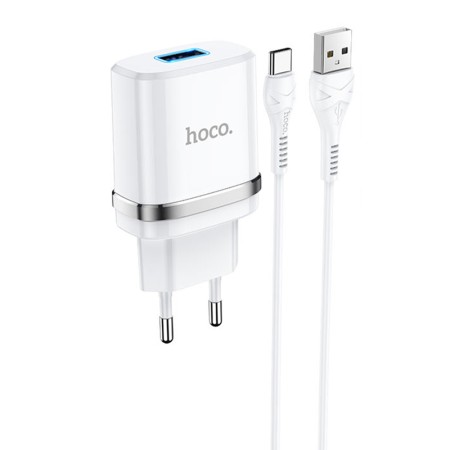 Incarcator Priza USB-A, 10W, 2.4A + Cablu Type-C - Hoco Ardent (N1) - White