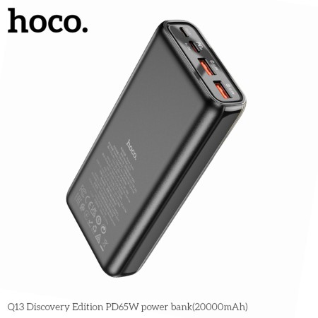 Baterie Externa 2xUSB, Type-C, Micro-USB, Fast Charge 65W, 3A, 20000mAh - Hoco Discovery Edition (Q13) - Black