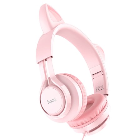 Casti cu Fir, Urechi de Pisica - Hoco Cat Ears (W36) - Pink