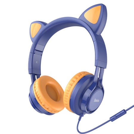 Casti cu Fir, Urechi de Pisica - Hoco Cat Ears (W36) - Midnight Blue