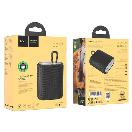 Boxa Wireless BT, FM, Card TF, TWS, 5W, 1200mAh - Hoco Uno Sports (BS47) - Black