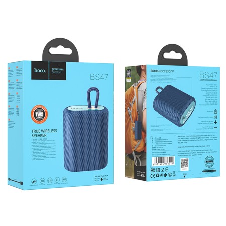 Boxa Wireless BT, FM, Card TF, TWS, 5W, 1200mAh - Hoco Uno Sports (BS47) - Navy Blue