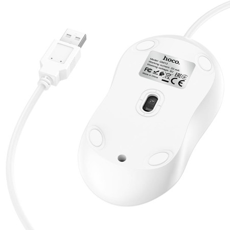 Mouse cu Fir, Conexiune prin USB, 1000 / 1600 DPI - Hoco Esteem (GM13) - White