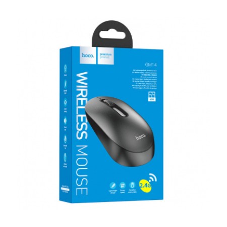 Mouse Fara Fir 2.4G, 1200 DPI - Hoco Platinum (GM14) - Black