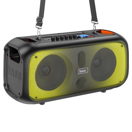 Boxa Wireless BT 5.1, Card TF, USB, AUX, FM, Doua Microfoane, Lumini RGB, 30W - Hoco Party (BS54) - Black