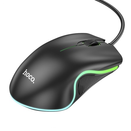 Mouse cu Fir USB, Lumini RGB, 1.4m, 1000 DPI - Hoco (GM19) - Black