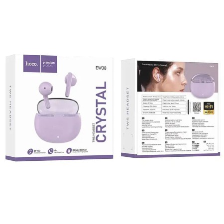 Casti Fara Fir BT5.3, Stereo, Hi-Fi - Hoco Crystal (EW38) - Purple