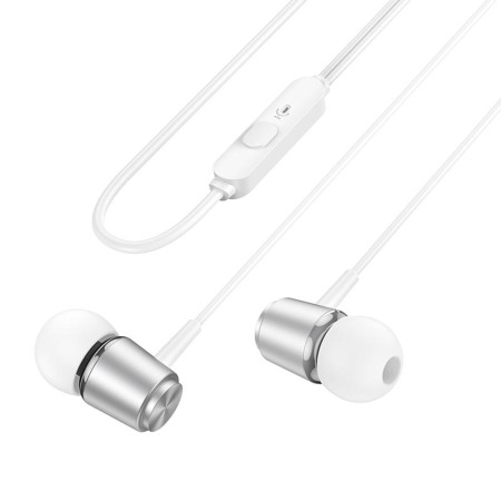 Casti Audio cu Fir Jack 3.5mm cu Microfon, 1.2m - Hoco (M108) - White