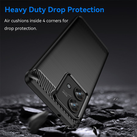 Husa Carbon compatibila Motorola Edge 40 Neo Tech Protects, Negru