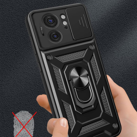 Husa telefon compatibila Motorola Edge 40 / Edge 2023, Slide & Snap Premium, Magnetic Ring Holder, PopGrip, Anti-Shock, Negru