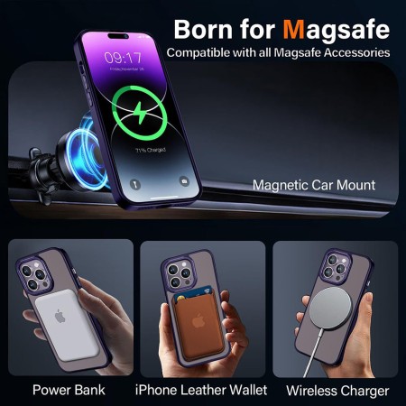 Husa pentru iPhone 15 - Techsuit MagSafe Ghost Holder Series - Matte Purple