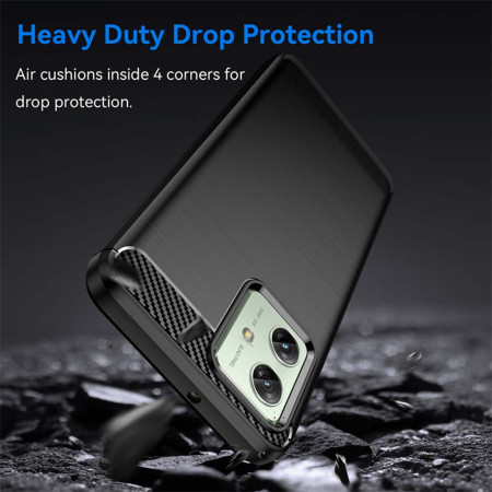 Husa Carbon compatibila Motorola Moto G54, Tech Protect Anti-Soc, Negru