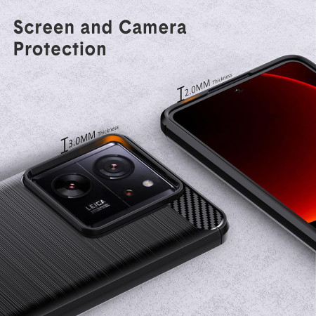 Husa Carbon compatibila Xiaomi 13T / 13T Pro, Tech AntiSoc, Negru