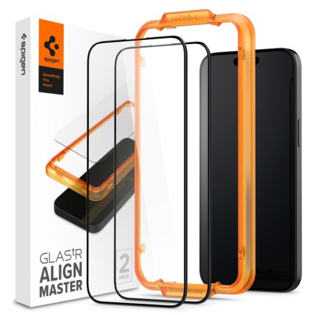 Folie pentru iPhone 15 (set 2) - Spigen Glas.TR Align Master - Black