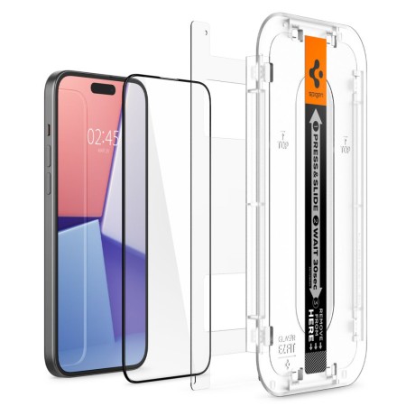 Folie pentru iPhone 15 (set 2) - Spigen Glas.TR EZ FIT - Black