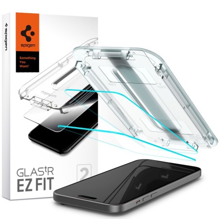 Folie pentru iPhone 15 (set 2) - Spigen Glas.TR EZ FIT - Clear